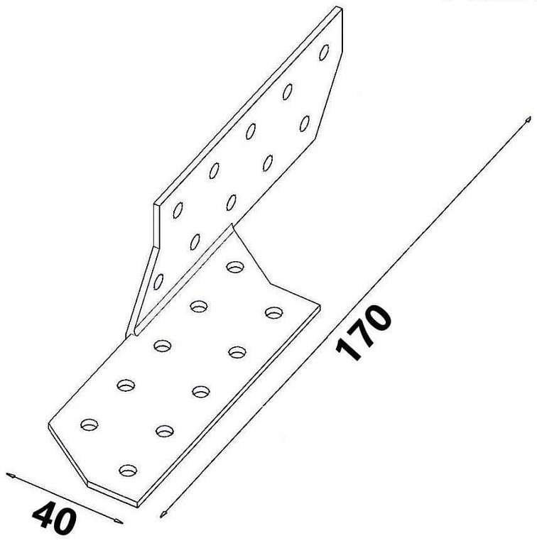 50ks - 40x170mm hr. 2,0mm Krokvová spojka - Pravá, LK2