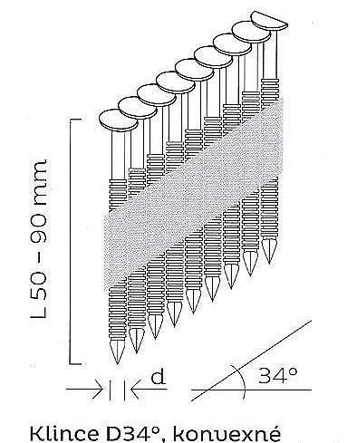 2,8x70mm D34 KMR - 5000 ks - Konvexné klince do klincovačky