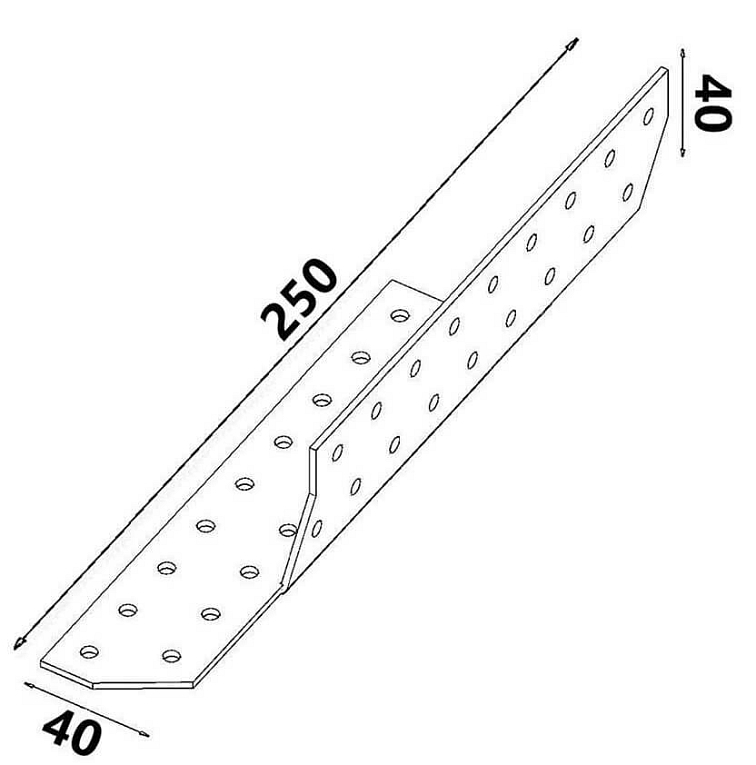 50ks - 40x250mm hr. 2,0mm Krokvová spojka - Ľavá, LK5