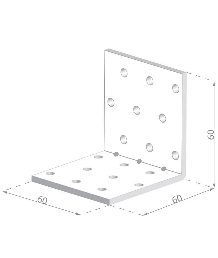 50ks - 60x60x60x1,5mm KMP5 - Montážny uholník s prelisom do dreva