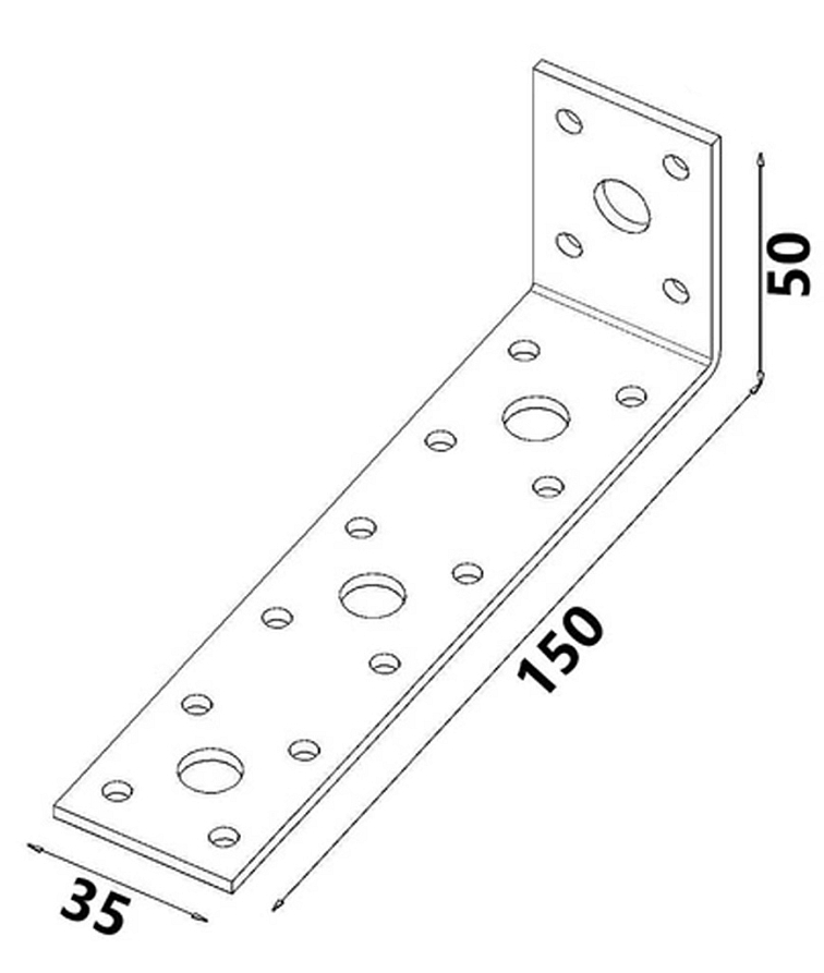 50ks - 50x150x35x2,5mm KL3 - Spojovací uholník