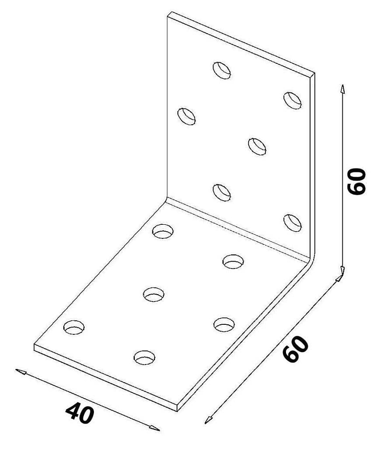 50ks - 60x60x40x2,0mm KM3 - Montážny uholník do dreva
