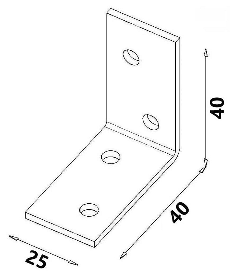 100ks - 40x40x25x2,0mm KM0 - Montážny uholník do dreva