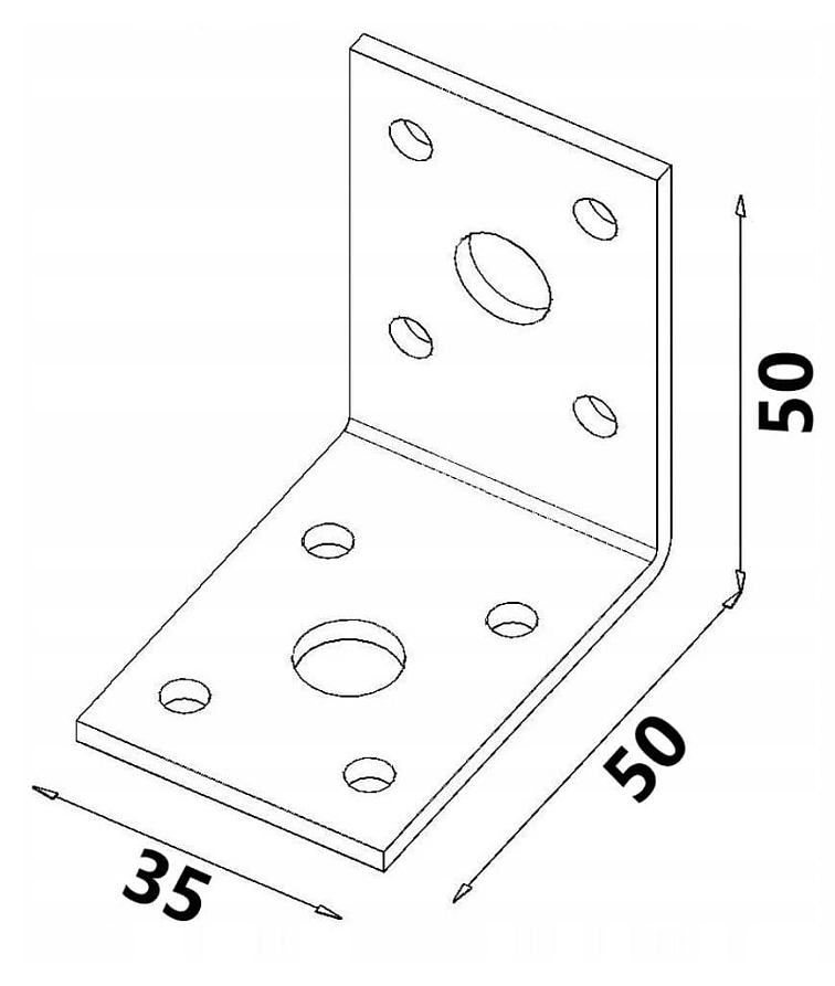 10ks - 50x50x35x2,5mm KL1 - Spojovací uholník
