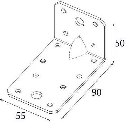 50ks - 90x50x55x2,5mm KP3 - Uholník s prelisom
