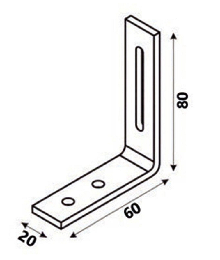 50ks - 80x60x20x4,0mm KR1 - Uholník s prelisom Regulovateľný