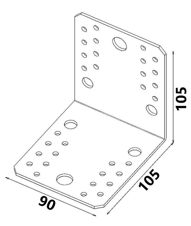 10ks - 105x105x90x2,5mm KL5 - Spojovací uholník