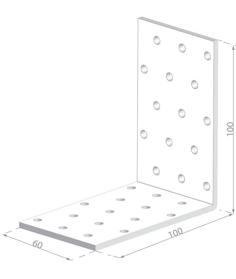 50ks - 100x100x60x2,0mm KM11 - Montážny uholník do dreva
