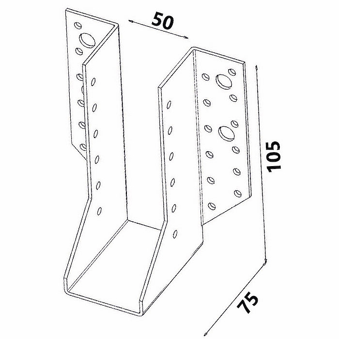 24ks - 50x105x75mm hr. 2,0mm - Trámová papuča - vonkajšia