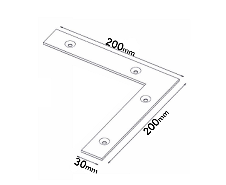 10ks - 200x200x30x3,0mm NA2 - Plochý uholník