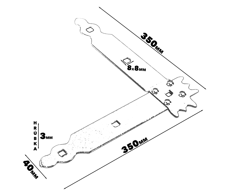 10ks - 350x350x40x3,0mm NA5 - Plochý uholník