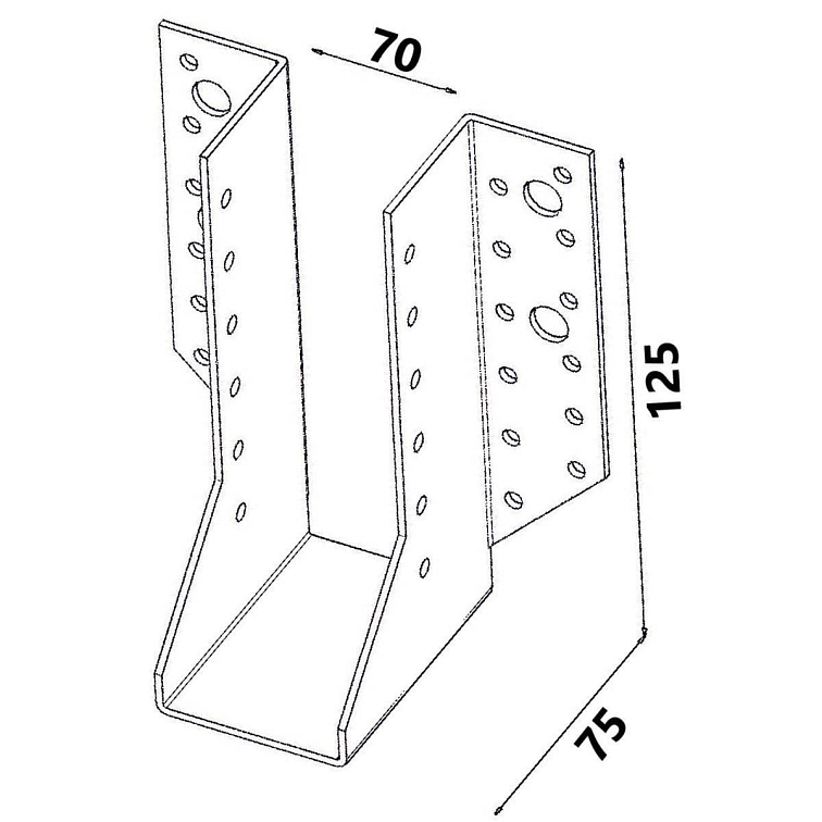 24ks - 70x125x75mm hr. 2,0mm - Trámová papuča - vonkajšia