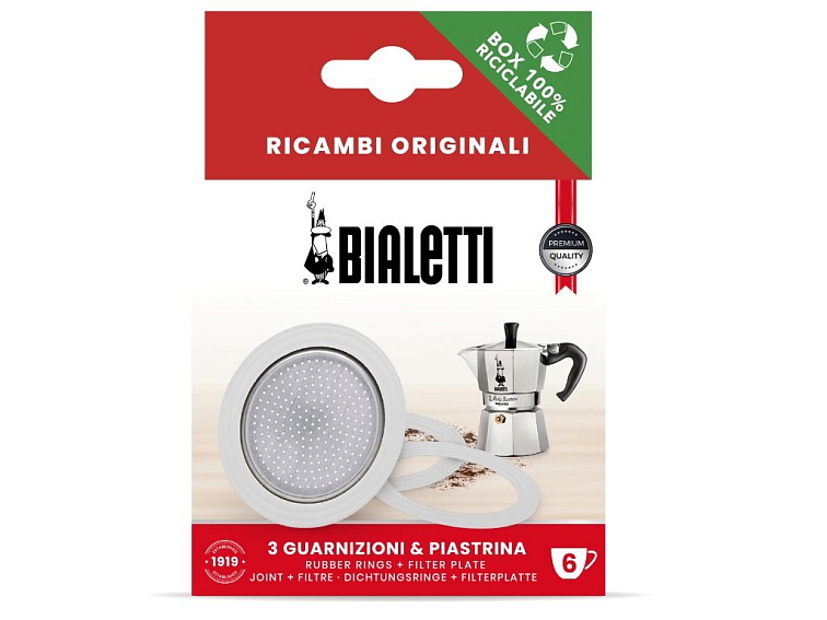 Těsnění (3x) + filtr pro Bialetti Moka Express (různé velikosti)