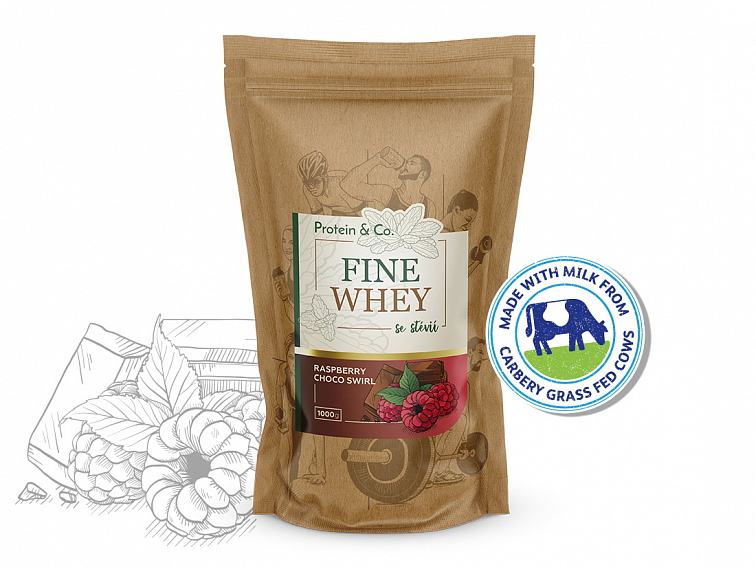 FINE WHEY – přírodní protein slazený stévií – 30 g