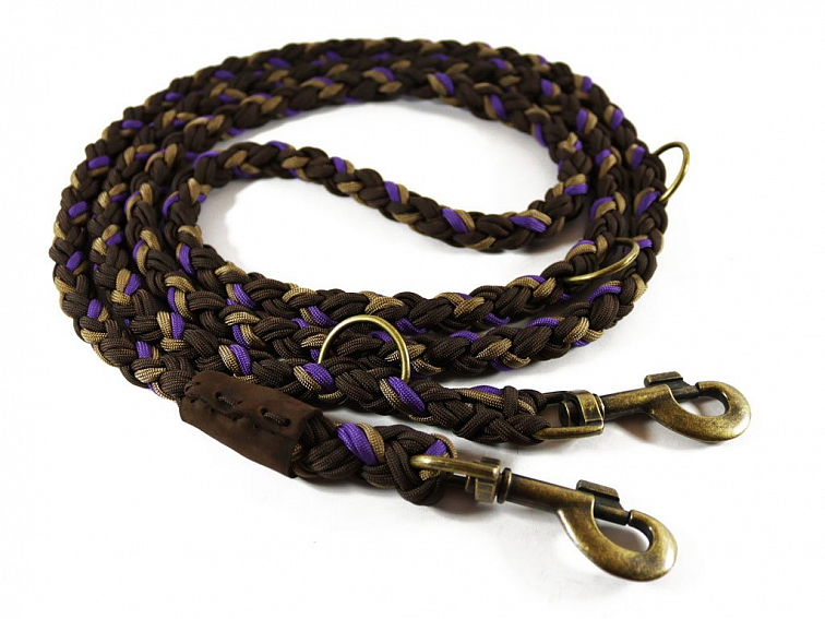 Vodítko paracord 220 cm přepínací KLASIK CHOCO fialové