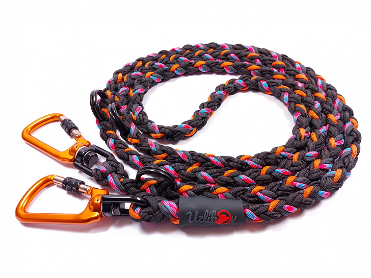 Vodítko paracord 220 cm přepínací HARVEY NEON BLACK modrorůžové