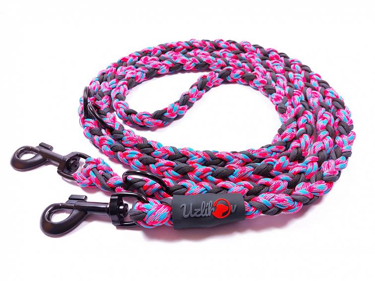 Vodítko paracord 220 cm přepínací KLASIK NEON COLOR modrorůžové