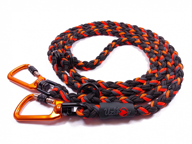 Vodítko paracord 220 cm přepínací HARVEY NEON BLACK oranžové