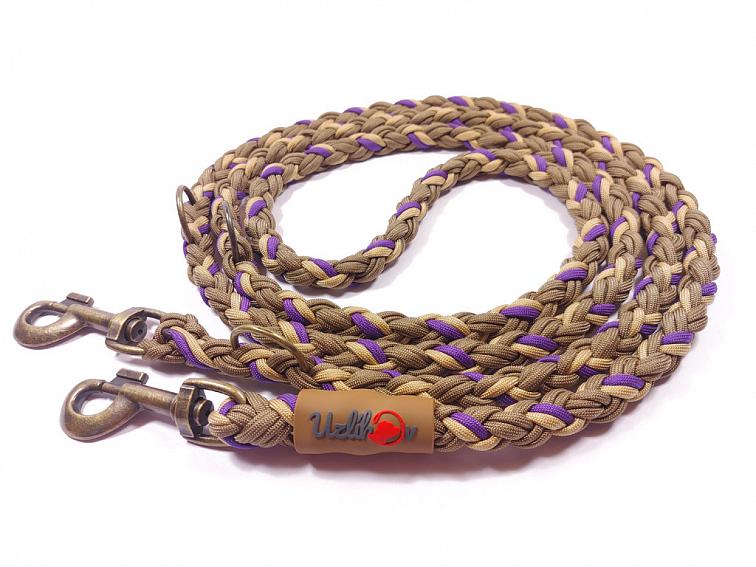 Vodítko paracord 220 cm přepínací KLASIK BROWN fialové