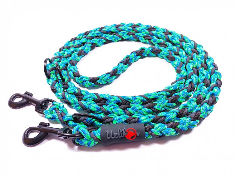 Vodítko paracord 220 cm přepínací KLASIK NEON COLOR modrozelené