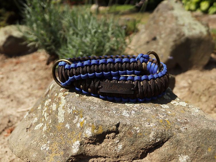 Stahovací obojek paracord KLASIK CHOCO modrý