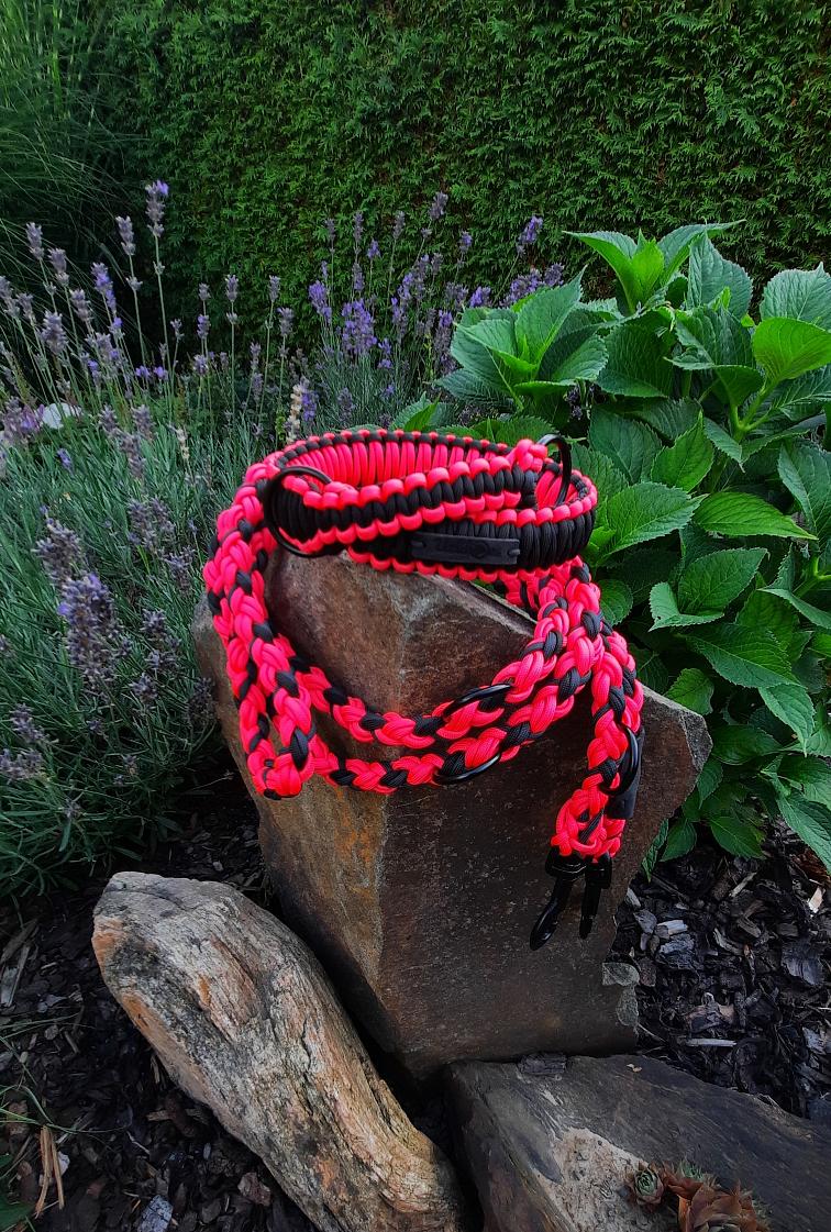 Vodítko paracord 220 cm přepínací KLASIK NEON COLOR růžové