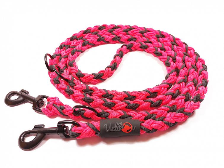 Vodítko paracord 220 cm přepínací KLASIK NEON COLOR růžové