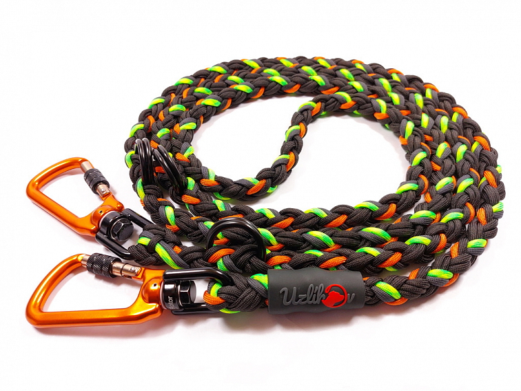 Vodítko paracord 220 cm přepínací HARVEY NEON BLACK žlutozelené