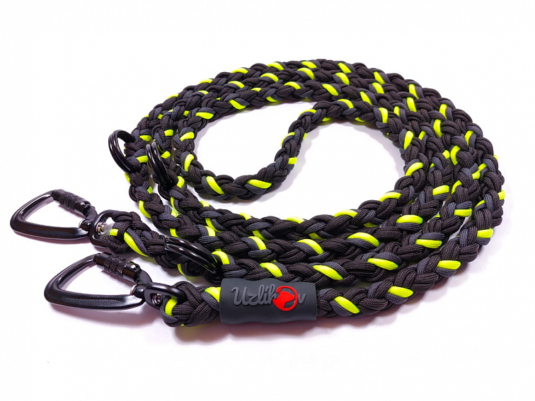 Vodítko paracord 220 cm přepínací TWIST NEON BLACK žluté