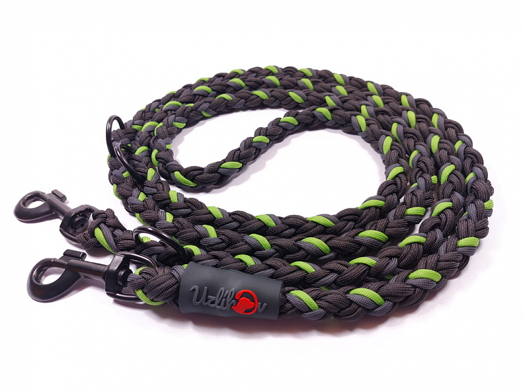 Vodítko paracord 220 cm přepínací KLASIK BLACK zelené
