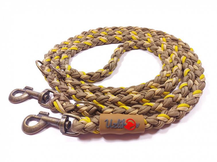 Vodítko paracord 220 cm přepínací KLASIK BROWN žluté