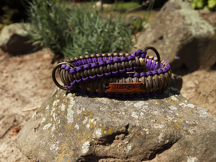Stahovací obojek paracord KLASIK BROWN fialový