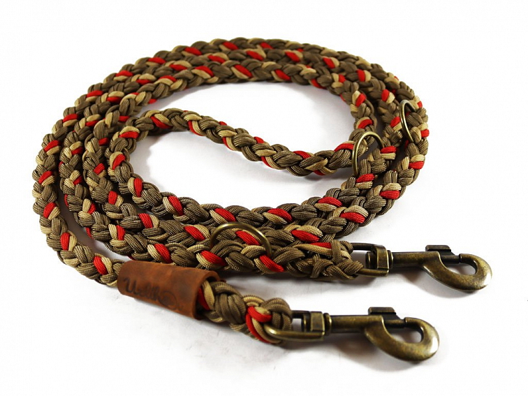 Vodítko paracord 220 cm přepínací KLASIK BROWN červené