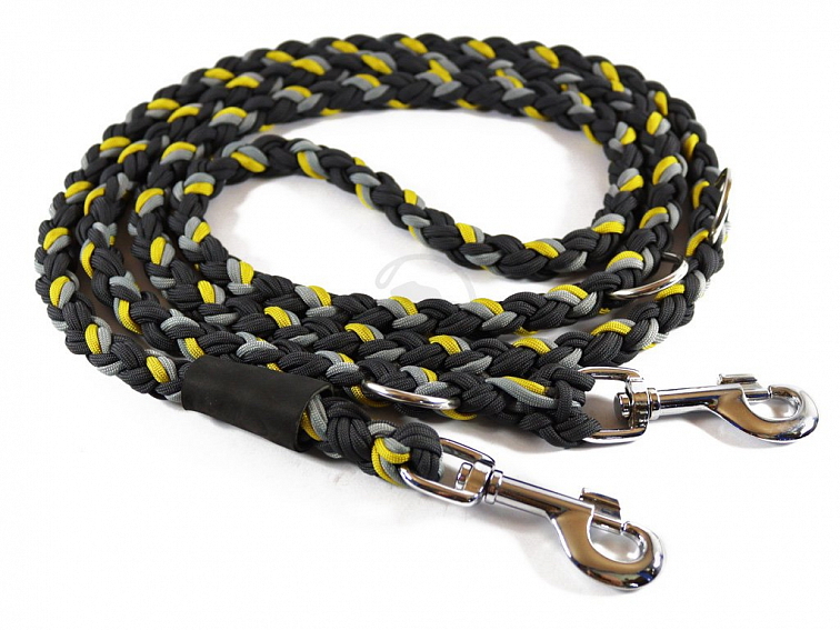Vodítko paracord 220 cm přepínací KLASIK GREY žluté