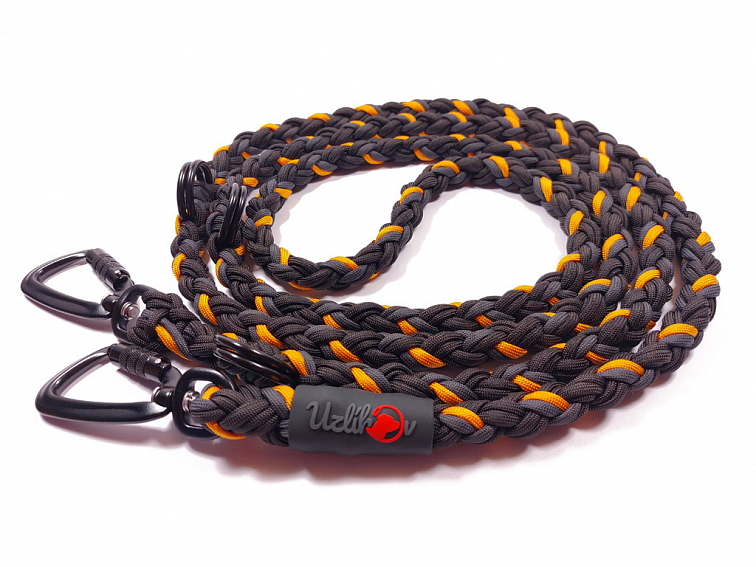 Vodítko paracord 220 cm přepínací TWIST BLACK oranžové