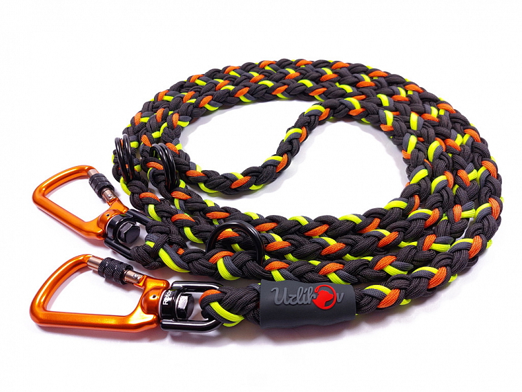 Vodítko paracord 220 cm přepínací HARVEY NEON BLACK žluté