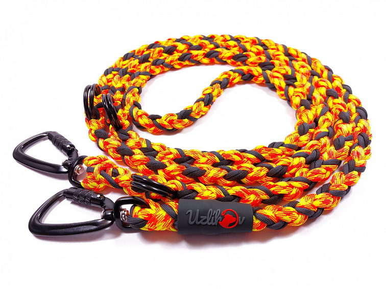 Vodítko paracord 220 cm přepínací TWIST NEON COLOR žlutooranžové