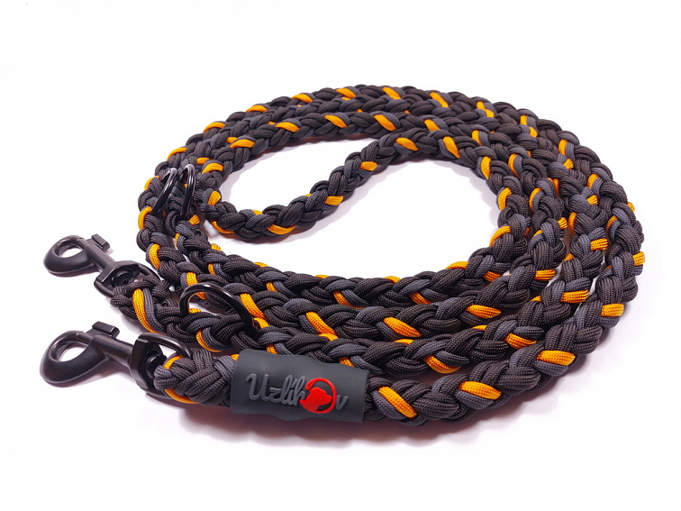 Vodítko paracord 220 cm přepínací KLASIK BLACK oranžové