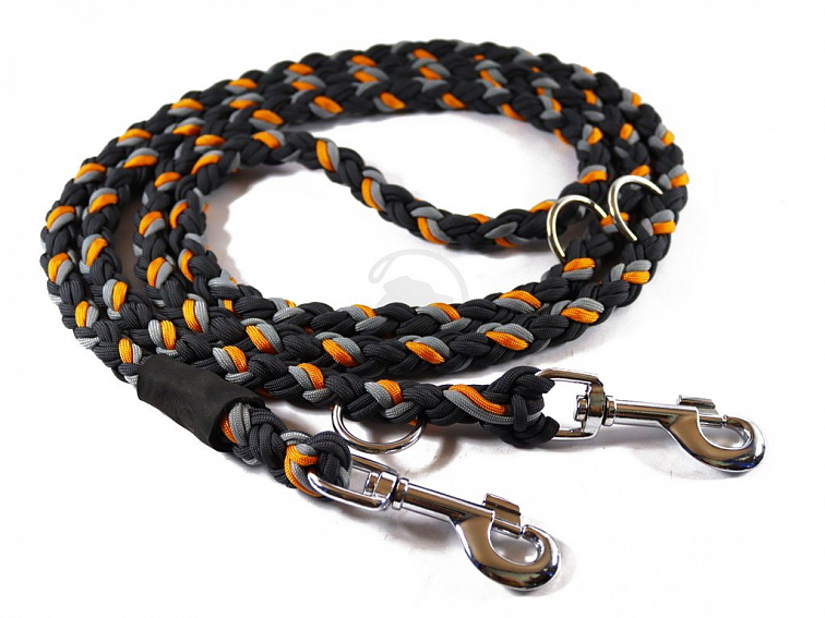 Vodítko paracord 220 cm přepínací KLASIK GREY oranžové