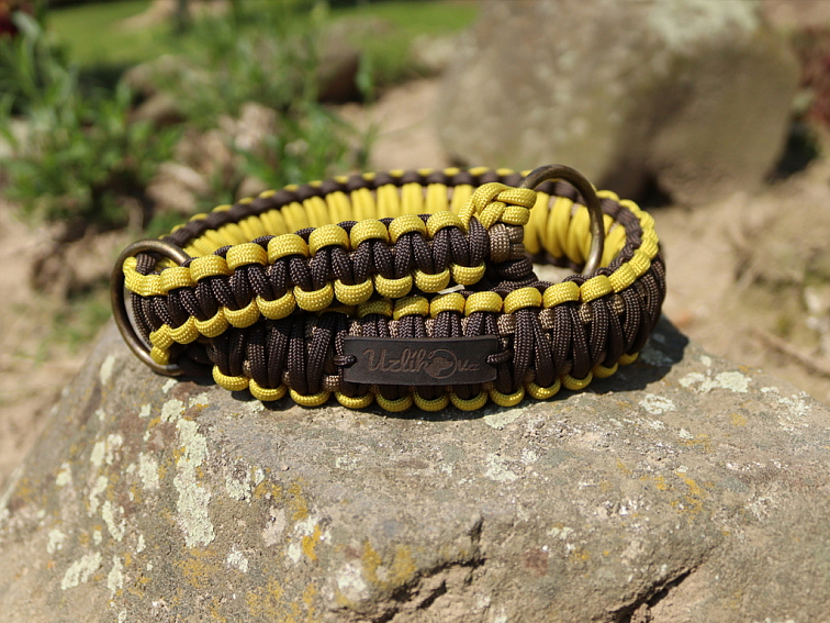 Stahovací obojek paracord KLASIK CHOCO žlutý