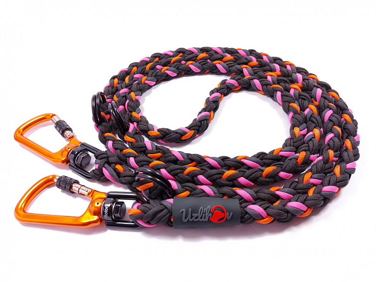 Vodítko paracord 220 cm přepínací HARVEY BLACK růžové