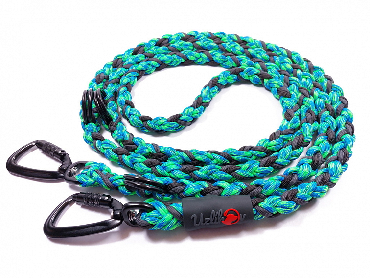 Vodítko paracord 220 cm přepínací TWIST NEON COLOR modrozelené