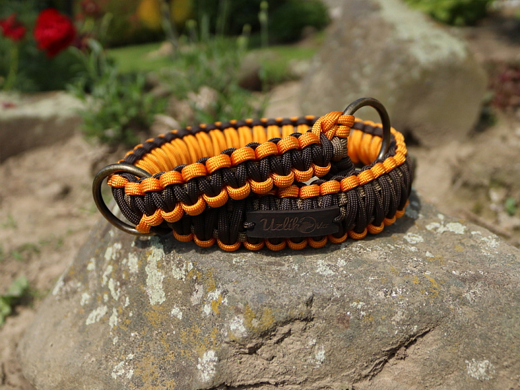 Stahovací obojek paracord KLASIK CHOCO oranžový