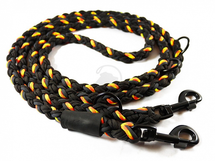 Vodítko paracord 220 cm přepínací KLASIK NEON BLACK žlutooranžové