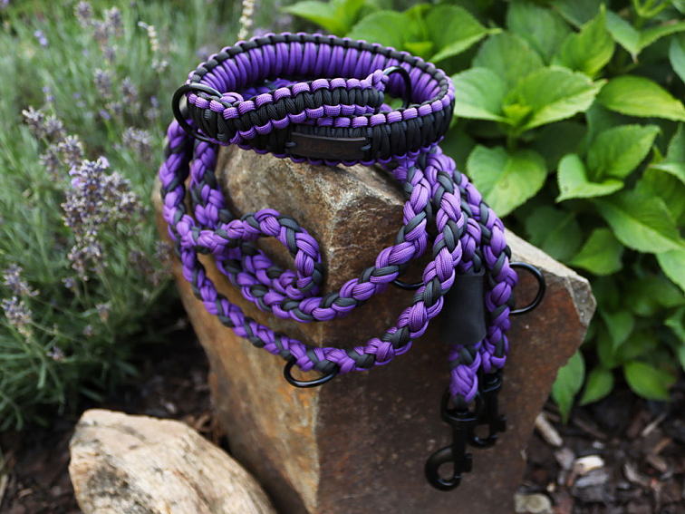 Vodítko paracord 220 cm přepínací KLASIK COLOR fialové