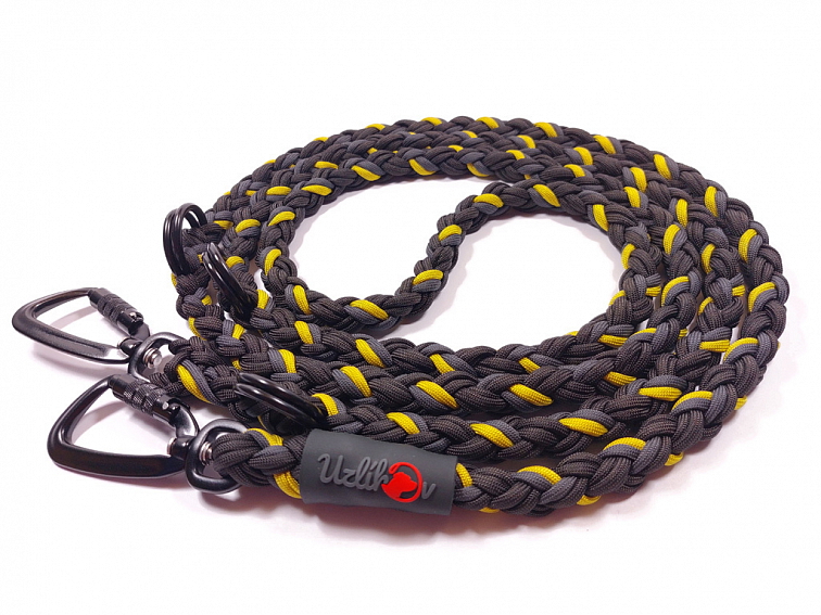 Vodítko paracord 220 cm přepínací TWIST BLACK žluté