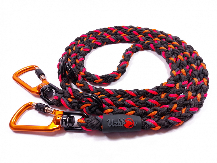 Vodítko paracord 220 cm přepínací HARVEY NEON BLACK růžové