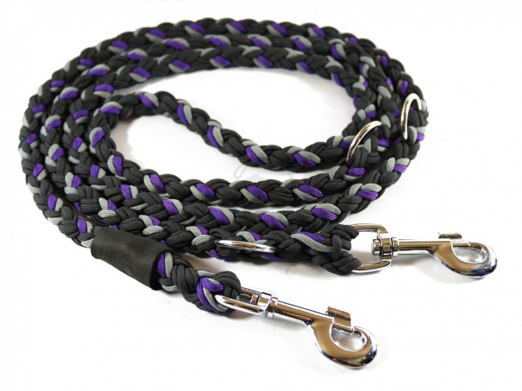 Vodítko paracord 220 cm přepínací KLASIK GREY fialové