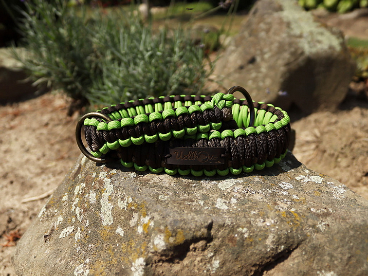 Stahovací obojek paracord KLASIK CHOCO zelený