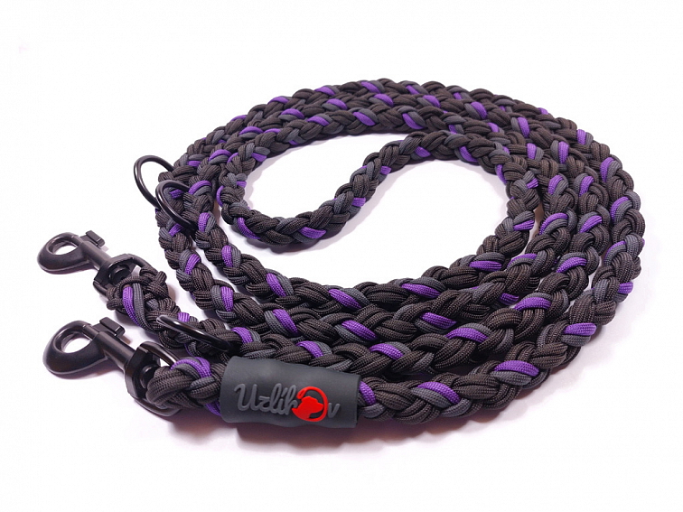 Vodítko paracord 220 cm přepínací KLASIK BLACK fialové
